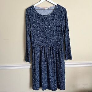 Boden Abigail Blue Floral Long Sleeve Jersey Dress